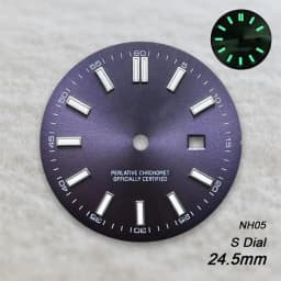 24.5mm S Logo Sunray Dial Fit NH05 Japan Movement Green Luminous High Quality Watch Modification Accessories