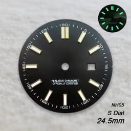 24.5mm S Logo Sunray Dial Fit NH05 Japan Movement Green Luminous High Quality Watch Modification Accessories