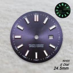 24.5mm S Logo Sunray Dial Fit NH05 Japan Movement Green Luminous High Quality Watch Modification Accessories