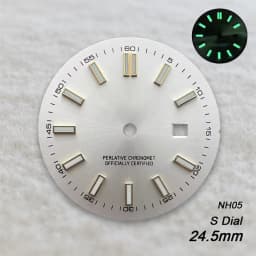 24.5mm S Logo Sunray Dial Fit NH05 Japan Movement Green Luminous High Quality Watch Modification Accessories