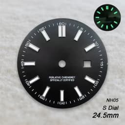 24.5mm S Logo Sunray Dial Fit NH05 Japan Movement Green Luminous High Quality Watch Modification Accessories