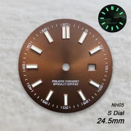24.5mm S Logo Sunray Dial Fit NH05 Japan Movement Green Luminous High Quality Watch Modification Accessories