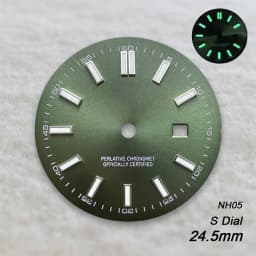 24.5mm S Logo Sunray Dial Fit NH05 Japan Movement Green Luminous High Quality Watch Modification Accessories