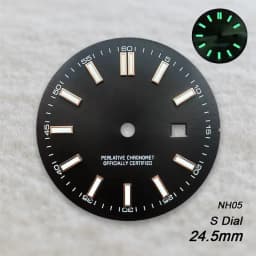 24.5mm S Logo Sunray Dial Fit NH05 Japan Movement Green Luminous High Quality Watch Modification Accessories