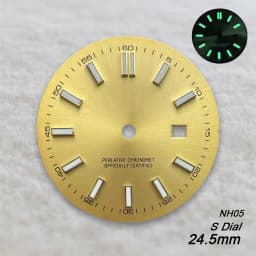 24.5mm S Logo Sunray Dial Fit NH05 Japan Movement Green Luminous High Quality Watch Modification Accessories