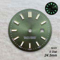 24.5mm S Logo Sunray Dial Fit NH05 Japan Movement Green Luminous High Quality Watch Modification Accessories