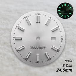 24.5mm S Logo Sunray Dial Fit NH05 Japan Movement Green Luminous High Quality Watch Modification Accessories