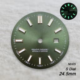24.5mm S Logo Sunray Dial Fit NH05 Japan Movement Green Luminous High Quality Watch Modification Accessories