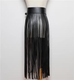 Street Shot Model Style Belt European American Fashion Extra Long Tassel Waistband Women's Waist Seal Leather Cummerbunds Skirt