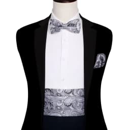 Navy Blue Cummerbund Men Silk Bowtie Pocket Square Cufflinks Sets Classic Paisley Male Accessories Wedding Party Barry.Wang 1031