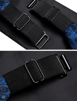 Navy Blue Cummerbund Men Silk Bowtie Pocket Square Cufflinks Sets Classic Paisley Male Accessories Wedding Party Barry.Wang 1031