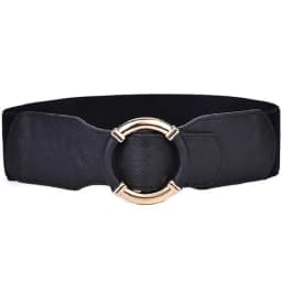 Women's Elastic Belt Corset Women Waist Belts Trend Gold Circle Buckle Waistband High Quality Stretch Wide Black Belt DT072