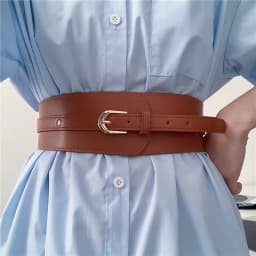 Women High Quality Adjustable Pu Leather Long Waistband Female Vintage Waist Wide Coat Corset Belt Cummerbunds