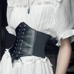 Women's Corset Belt Gothic Fashion PU Leather Female Lace-up Corset Belts Slimming Waist Vintage Corset Black Wide Belt for Girl