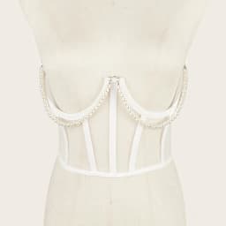 Sexy Women Black White Pink Corset Belt Punk Pearl Metal Chain Goth Cummerbund High Waist Tops Vintage Mesh See Through Bustiers