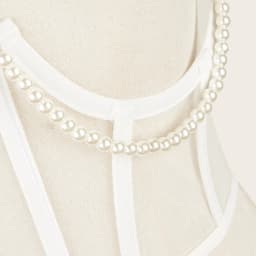 Sexy Women Black White Pink Corset Belt Punk Pearl Metal Chain Goth Cummerbund High Waist Tops Vintage Mesh See Through Bustiers