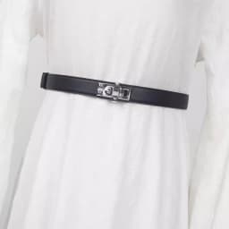 Women's Vintage Gold Buckle Genuine Leather Cummerbunds Female Dress Corsets Waistband Belts Decoration Narrow Belt R467