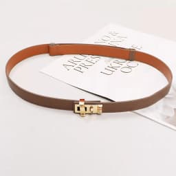 Women's Vintage Gold Buckle Genuine Leather Cummerbunds Female Dress Corsets Waistband Belts Decoration Narrow Belt R467