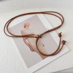 Fashion Solid Color Leather Rope Simple Sweater Coat Decorative Free Size Thin Long Belt Ladies Knot Waist Chain