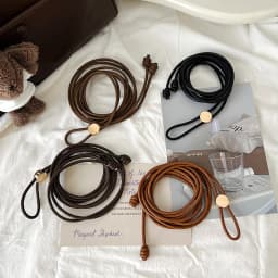 Fashion Solid Color Leather Rope Simple Sweater Coat Decorative Free Size Thin Long Belt Ladies Knot Waist Chain