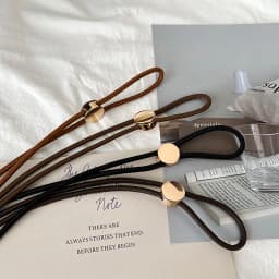 Fashion Solid Color Leather Rope Simple Sweater Coat Decorative Free Size Thin Long Belt Ladies Knot Waist Chain