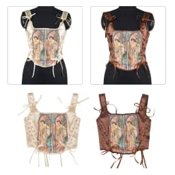 Elegant Corset Top Renaissances Bustier for Female Slimming Girdle Back Tied Fishbones TankTop Role Play Costume Cinchers