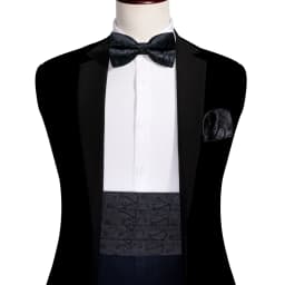 Barry.Wang Champagne Cummerbund Men Silk Floral Jacquard Bowtie Pocket Square Cufflinks Sets Wedding Party Gifts Designer 1037