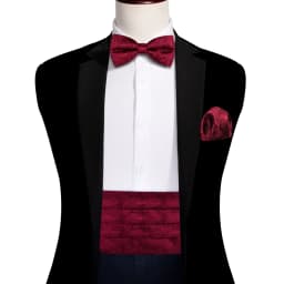 Barry.Wang Champagne Cummerbund Men Silk Floral Jacquard Bowtie Pocket Square Cufflinks Sets Wedding Party Gifts Designer 1037