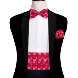 Barry.Wang Champagne Cummerbund Men Silk Floral Jacquard Bowtie Pocket Square Cufflinks Sets Wedding Party Gifts Designer 1037