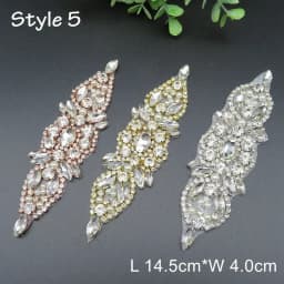 JLZXSY Handmade Custom Crystal Bridal Applique Iron on Hot Fix Rhinestone Applique Patch DIY for Wedding Dress Cloth Accessories