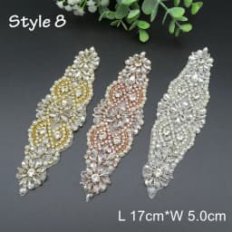 JLZXSY Handmade Custom Crystal Bridal Applique Iron on Hot Fix Rhinestone Applique Patch DIY for Wedding Dress Cloth Accessories