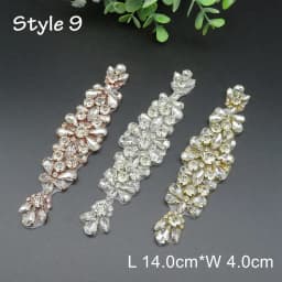 JLZXSY Handmade Custom Crystal Bridal Applique Iron on Hot Fix Rhinestone Applique Patch DIY for Wedding Dress Cloth Accessories