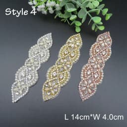 JLZXSY Handmade Custom Crystal Bridal Applique Iron on Hot Fix Rhinestone Applique Patch DIY for Wedding Dress Cloth Accessories