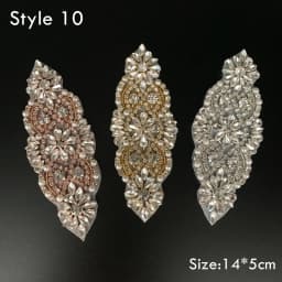 JLZXSY Handmade Custom Crystal Bridal Applique Iron on Hot Fix Rhinestone Applique Patch DIY for Wedding Dress Cloth Accessories