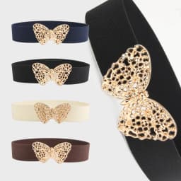 Fashion Butterfly Elastic Waistband Elegant Cummerbund Women Dress Buckle Belt Strap Waist