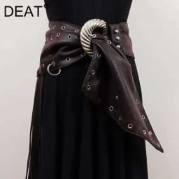 DEAT Fashion Retro Tassels Waistband For Women Trendy Metal Buckle Waist Seal Female New Arrival 11A02111