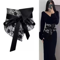 Vintage Opulent Jacquard Brocade Belt Women Oversized Bow-Tie Wide Cinch - Chic Belt for Pants Dress Layering Luxury Essential