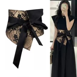 Vintage Opulent Jacquard Brocade Belt Women Oversized Bow-Tie Wide Cinch - Chic Belt for Pants Dress Layering Luxury Essential