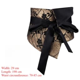 Vintage Opulent Jacquard Brocade Belt Women Oversized Bow-Tie Wide Cinch - Chic Belt for Pants Dress Layering Luxury Essential