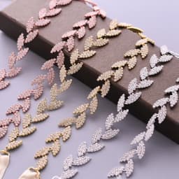 JLZXSY Handmade Leaf Thin Alloy Bridal Belt Rhinestone Wedding Dress Sashes for Bride Bridesmaid (Silver,Rose Gold,Gold)