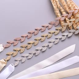 JLZXSY Handmade Leaf Thin Alloy Bridal Belt Rhinestone Wedding Dress Sashes for Bride Bridesmaid (Silver,Rose Gold,Gold)