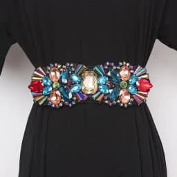 Women's Fashion Blingbling Rhinestone Beaded Cummerbunds Female Dress Corsets Waistband Belts Decoration Wide Belt R2506