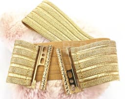 Women's Fashion Elastic Gold Cummerbunds Female Dress Corsets Waistband Belts Decoration Wide Belt R2192