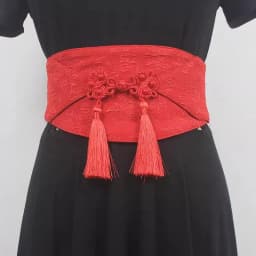 Women's Fashion Vintage Black Elastic Tassel Cummerbunds Female Dress Corsets Waistband Belts Decoration Wide Belt R2472