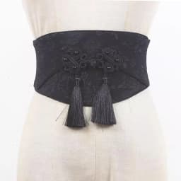 Women's Fashion Vintage Black Elastic Tassel Cummerbunds Female Dress Corsets Waistband Belts Decoration Wide Belt R2472