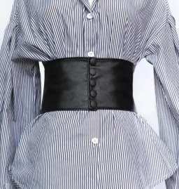 Women's runway fashion black leather elastic Cummerbunds female Dress Corsets Waistband Belts decoration wide belt R808