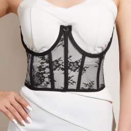 Women Floral Lace Corset Belt Adjustable Tie Back Decorative Bustier Lace Up Underbust Wide Belt Sexy Bandage Tops