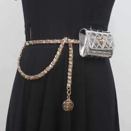 Women's Fashion PU Leather Chain Bag Cummerbunds Female Dress Corsets Waistband Belts Decoration Narrow Belt R2226