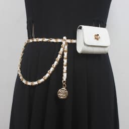 Women's Fashion PU Leather Chain Bag Cummerbunds Female Dress Corsets Waistband Belts Decoration Narrow Belt R2226