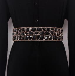 Women's runway fashion diamonds beaded elastic Cummerbunds female Dress Corsets Waistband Belts decoration wide belt R1654